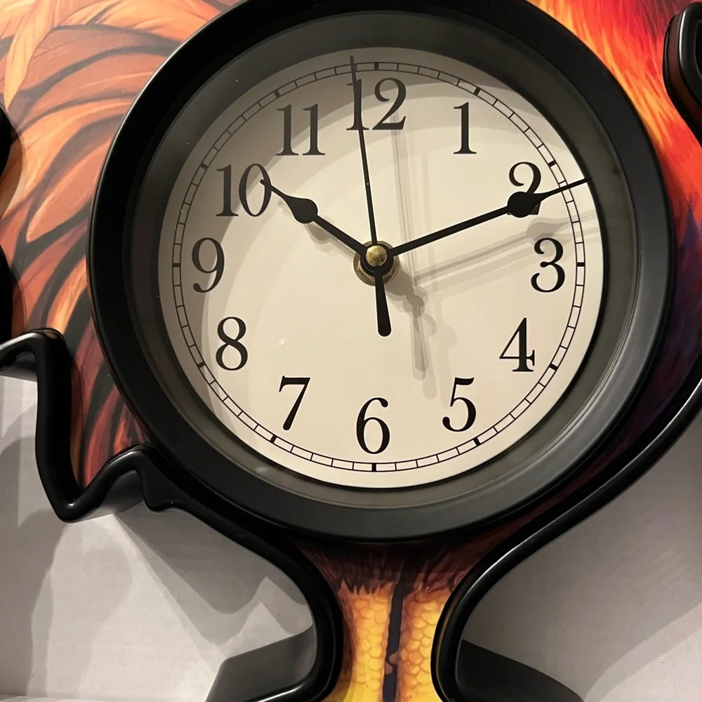 Low Start. NEW Red and Black Rooster Kitchen Wall Clock.